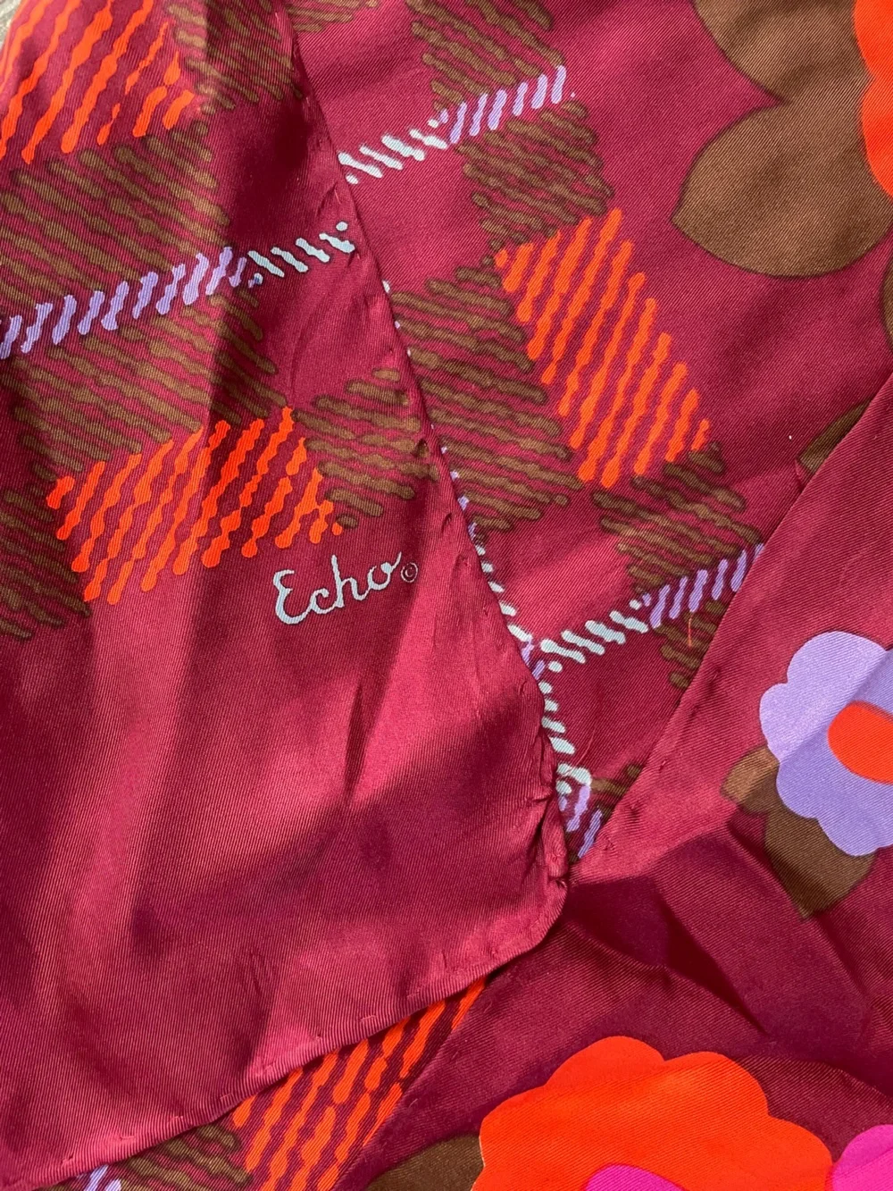 Vintage Echo Boho floral Silk scarf